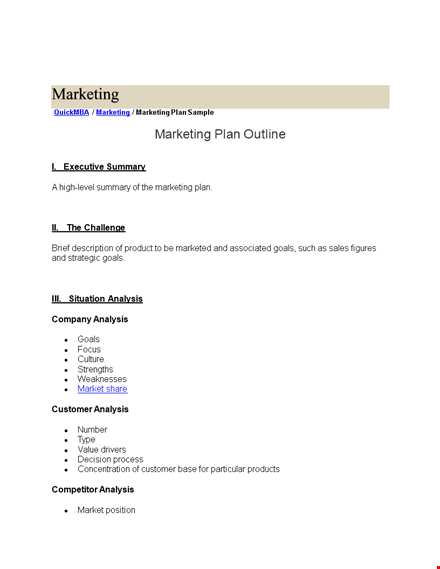 create an effective marketing plan | product & environment analysis template