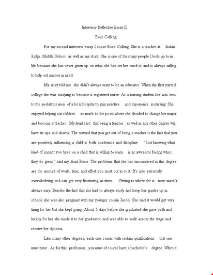 interview reflective essay template