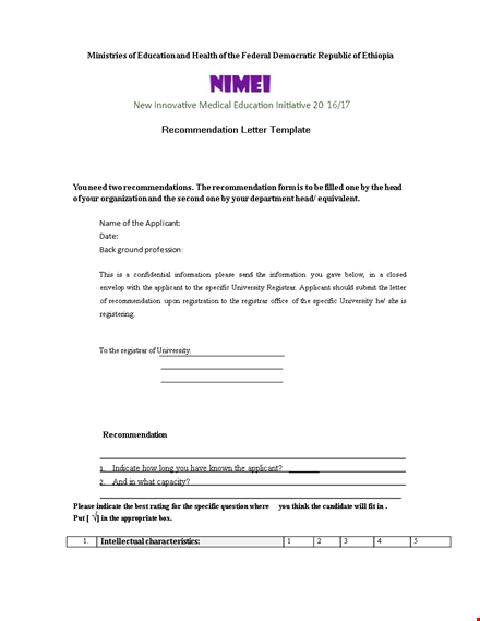 letter of recommendation example - government education department template