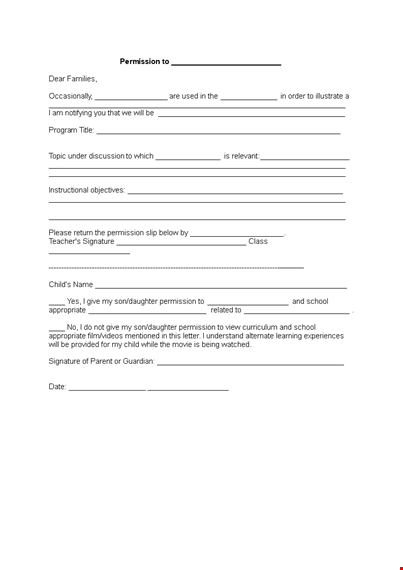 get your child's permission slip signed - easy and convenient template
