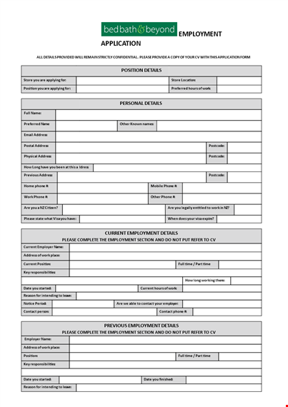 printable basic job application form template