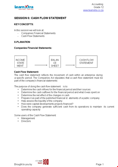 simple cash flow chart template template