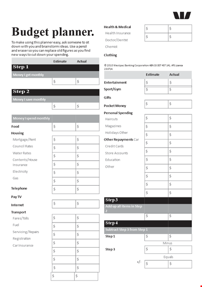 free basic budget planner - track your spending and manage insurance template