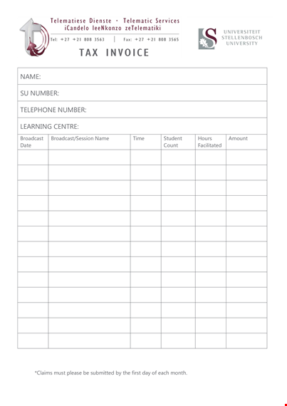 sample tax invoice template template