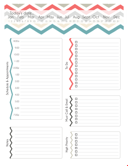 today's daily planner template - organize your day template