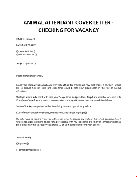 cover letter for kennel assistant template
