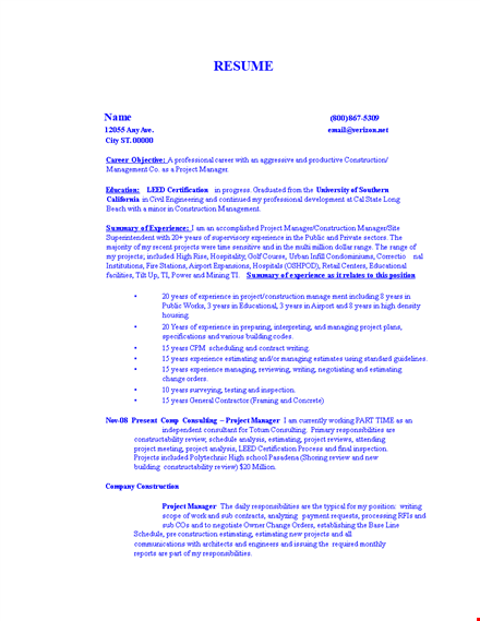 construction management template template