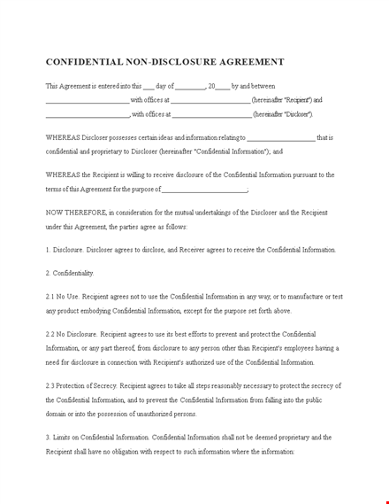secure your data with our confidentiality agreement template template