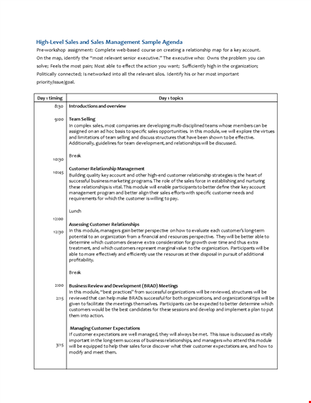 management team agenda template - streamlining sales and enhancing customer engagement template