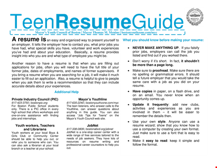 create an impressive teenage resume for free template
