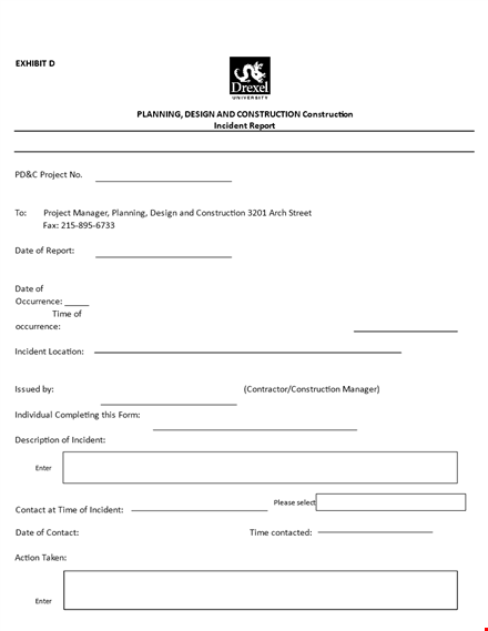 construction site incident report template