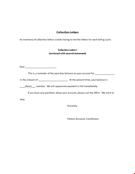 collection letter template - recover outstanding payments efficiently template