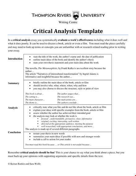 critical analysis essay template template