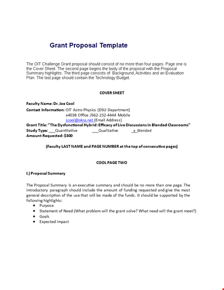 project proposal template for successful grant applications template
