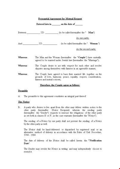 marriage contract template - create a legal agreement for couples template
