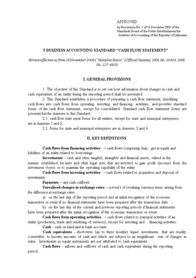 business accounting standards - cash flow statement template