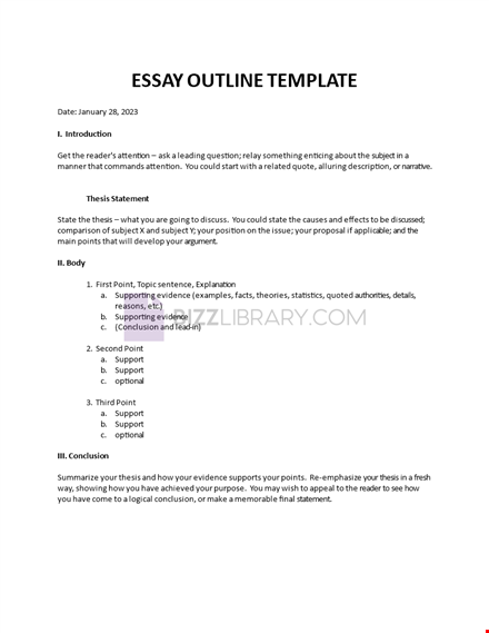 essay outline sample template template
