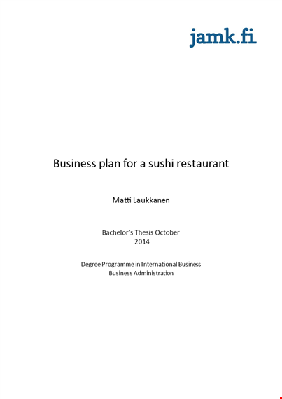 small restaurant business plan sample template