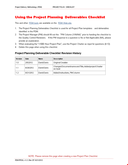 project planning checklist template template