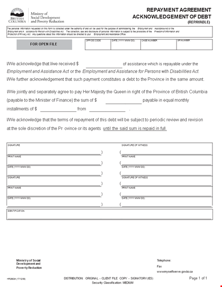 create an iou template for employment assistance template