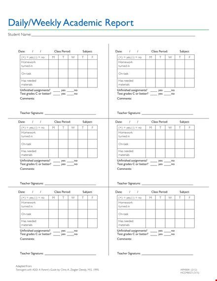 weekly academic template