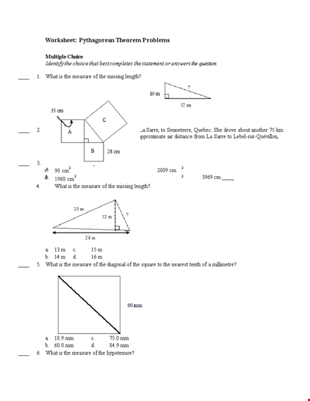 pythagorean theorem worksheet template