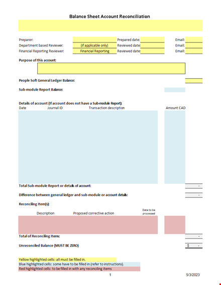 balance sheet account reconciliation template template