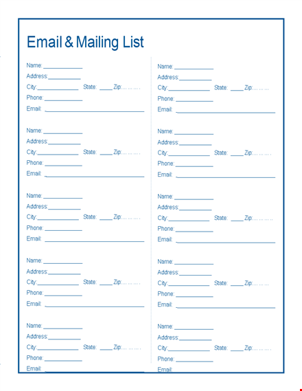 email list template - organize and manage your email addresses efficiently template