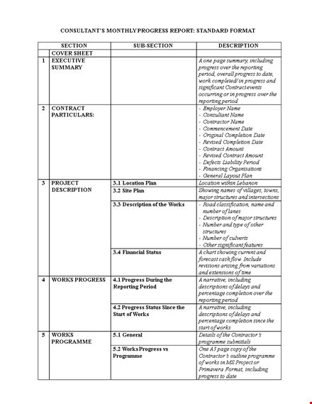 monthly construction progress periods for contractors template