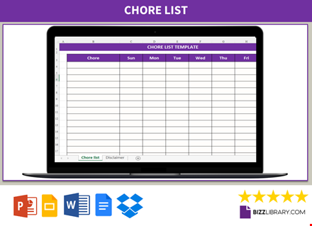 chores list template template