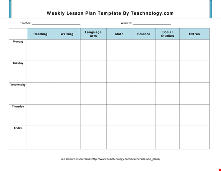 weekly lesson plan template for high school template