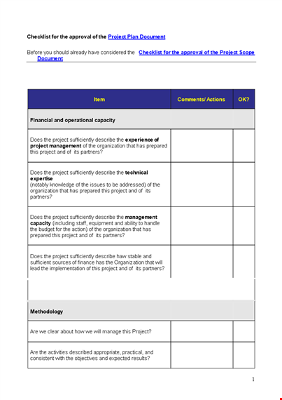 project plan evaluation checklist template