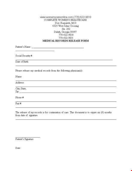 authorize release of medical records - easy medical release form template