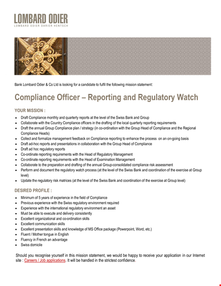 compliance officer report template