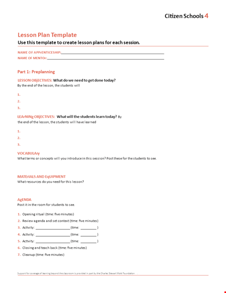 lesson plan template for efficient school planning template