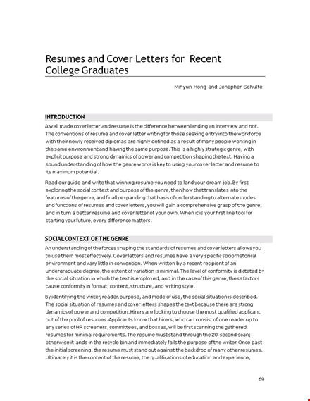 resume, cover letter, and reader for recent graduates | resumes for recent graduates template