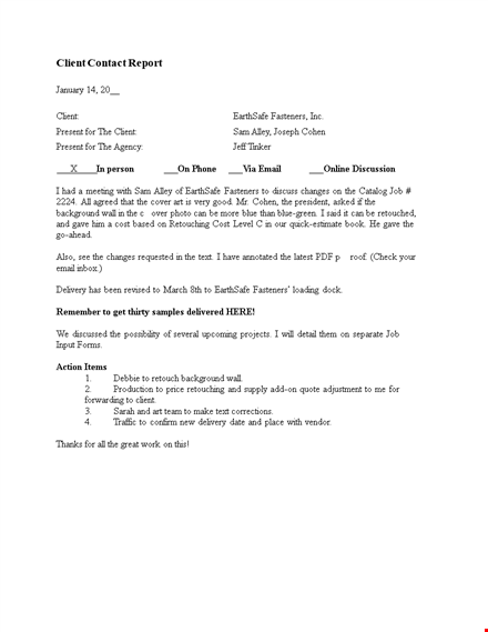 client contact report template