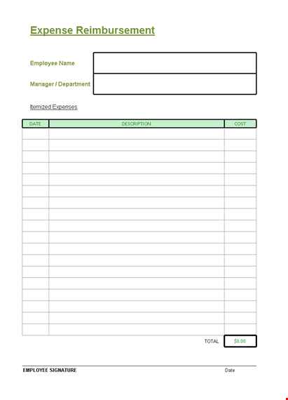 employee reimbursement form - manage employee expenses easily template
