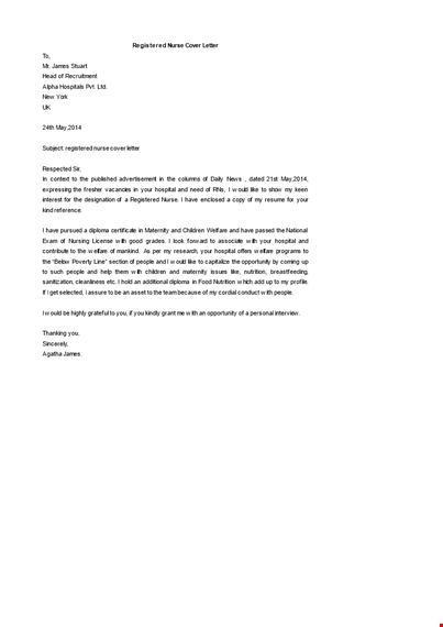 registered nurse cover letter template template