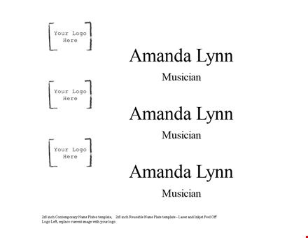 customize your look with amanda's musician name tag template template