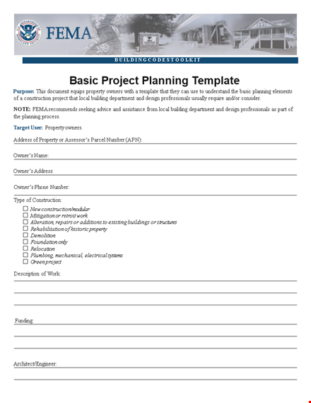 project planning template for building projects template