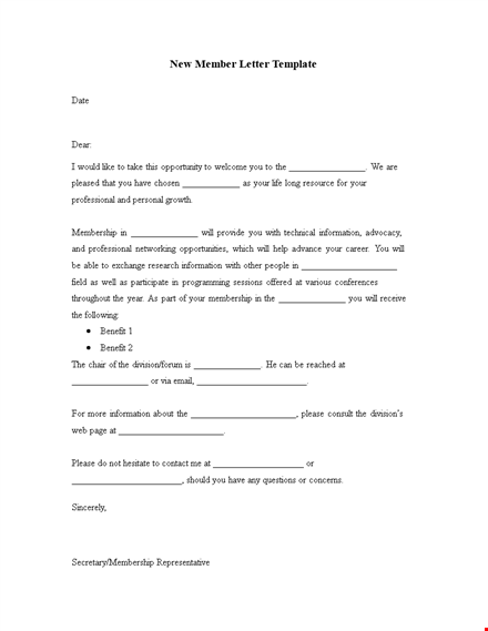 new membership offer letter template template