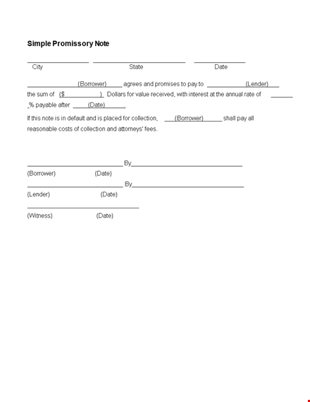 create a binding agreement with our promissory note template for borrower & lender template