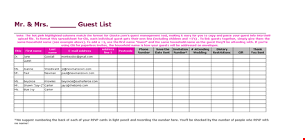 easily manage your wedding guests with our guest list template template