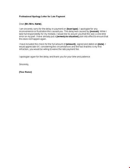 professional apology letter for late payment template
