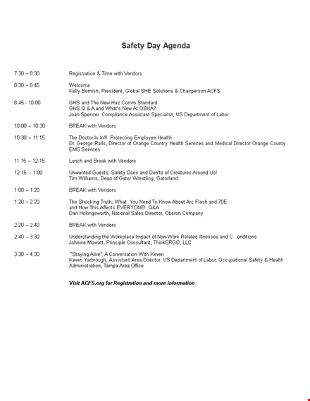 safety day agenda template
