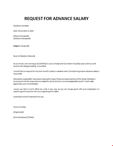request for salary advance template