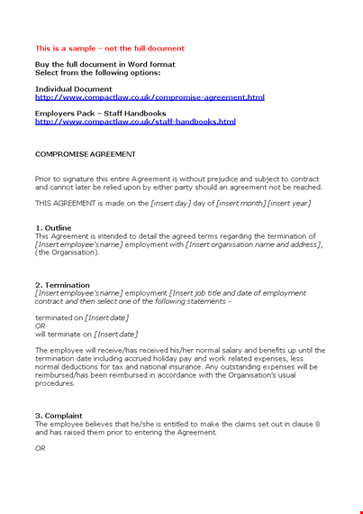settlement agreement template in word template
