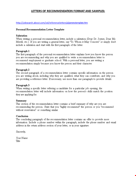 teacher recommendation letter template | personalized, powerful references template