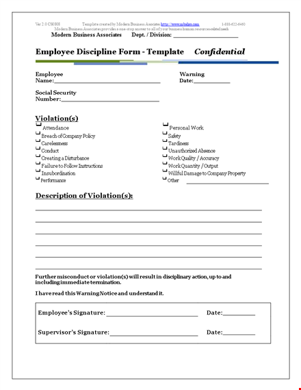 modern employee warning notice for your business & associates template